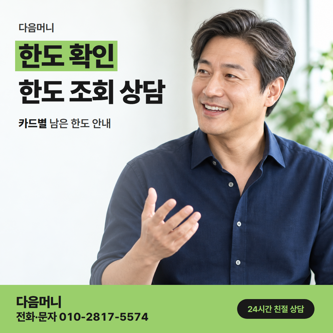 다음머니 카드깡결제사이트 사이트 상담 전에 조회한 남은 한도